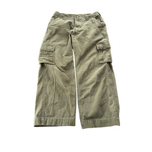 Women's Steve & Barry's Olive Green Wide Leg Cargo Pants Size 10 Utility Chic